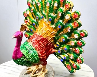 Jewelry box,trinket box hinged ,figurine collecitbles- Peacock