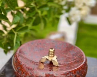 Red granite stone lamp