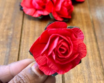 Real look rose -hair accessory/ alligator clips