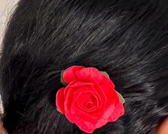 Real look rose, grand duke jasmine clips/ hair accessory/ alligator clips