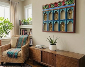 Hand-painted wooden Jharokha shelf/ Wall display