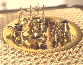 Brass Kerala Ashtamangalyam Set|Handcrafted Pooja Set