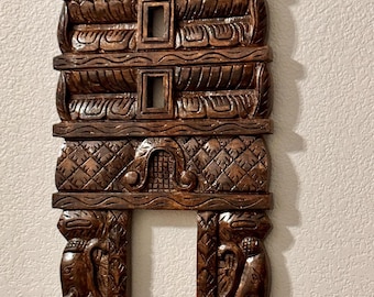 Hand carved wood Gopuram Frame- Model 2 (Natural wood finish)
