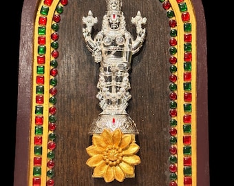 Pure german silver,Balaji/Perumal adorned with Tanjore painting stones, unique beauty