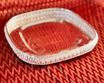 Square Engraved German Silver Plate:  Tarnish Resistant Home Decor| Gifting|serving tray