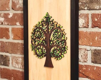 Unique Fusion Relief wood engraved Art Frame for home/ gifting (8in*30in)