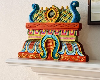 Handcarved wood Gopuram (Temple) wall frame