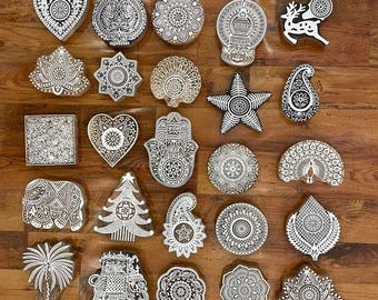 Hand Carved Wood Block Printing Stamp: Bundle (Set) collection