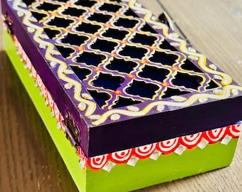 Handmade Wooden Jewelry Box, Cutwork Cash Box