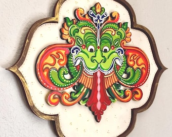 Kirtimukha - Face of glory, hand painted wall plaque