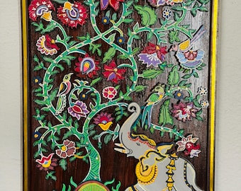 Kalpavriksha "Tree of Life with Elephant" | Hand‑Painted Relief Art (Limited Edition)