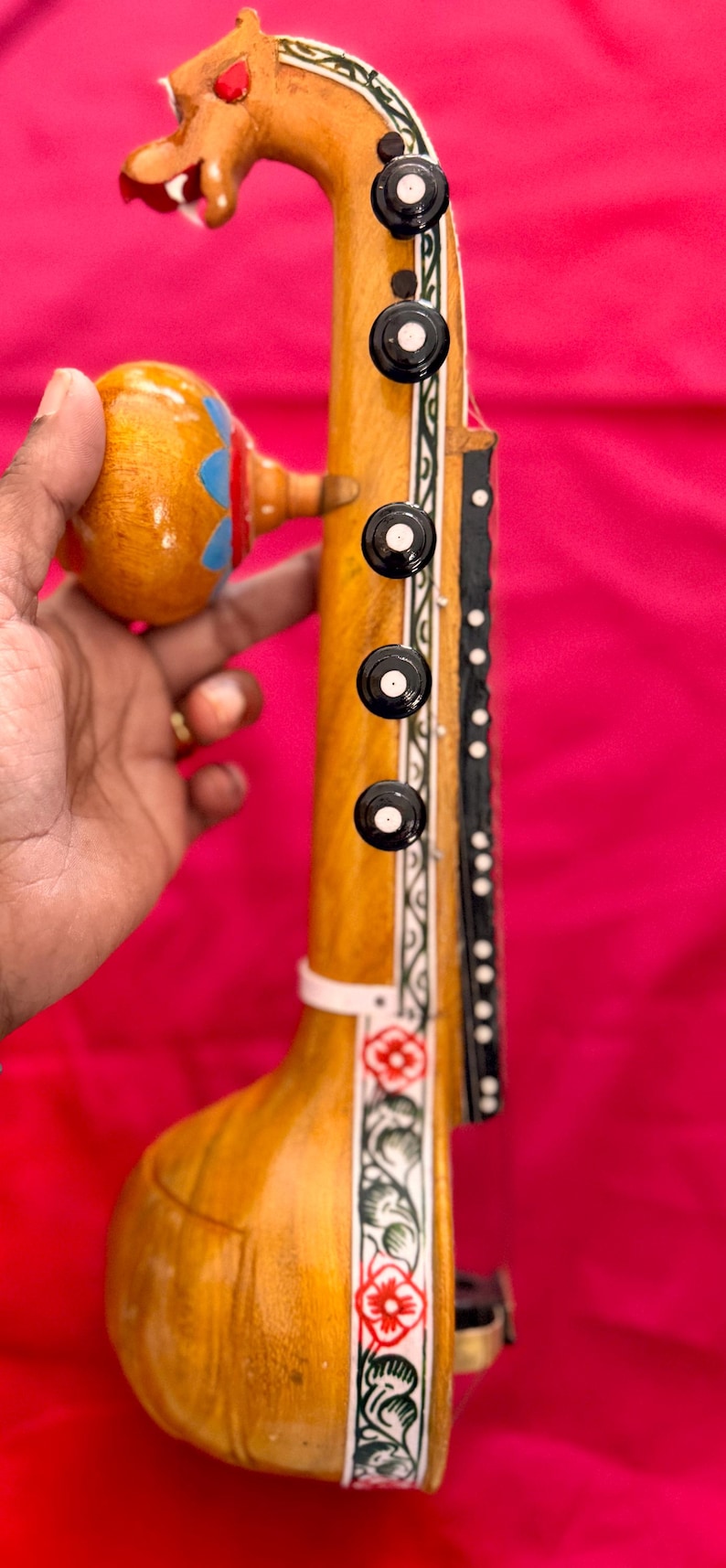 Rare Saraswati Bobbili Veena Model: Jackfruit Wood, Indian Instrument ...