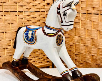 The White Wooden Horse ("Vellai Kudhirai") (15x12x3.5 inches)