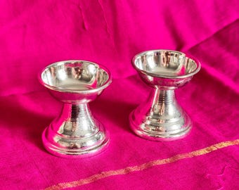 Pure German silver - pair of lamps