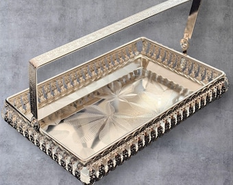 Rectangle German Silver serving tray with handle- Tarnish Resistant, unique for gifting, housewarming