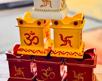 Handpainted Tulsi Tea Light Holder: