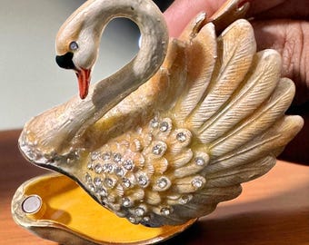 Jewelry box,trinket box hinged ,figurine collecitbles - Swan