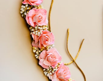 Handmade Champagne pink rose Hair Bun tie or Veni