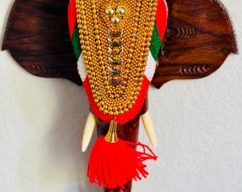 Handcrafted Elephant Wall Hanging – Kerala Nettipattam Design