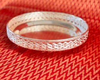 Engraved German Silver Plate "Roshan": 10in Tarnish Resistant Home Decor| Gifting|serving tray