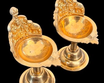 Brass Oil Lamp (5 Inch Height)-  one pair of 2 lamps