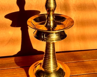 Traditional (8 inch) Kerala Lamp - brass lamp/vilakku for home or gifting