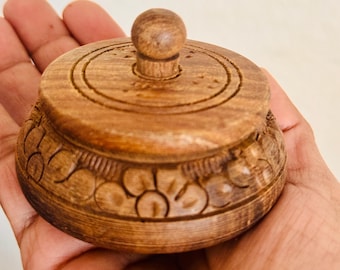 Hand carved small wood box