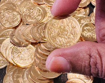 Kuber/ Ashtalakshmi German Silver Coins - Set of 108(Gold/Silver finish)