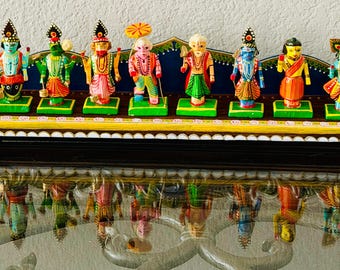 Handpainted Wooden "palagai" display :Dasavatharam