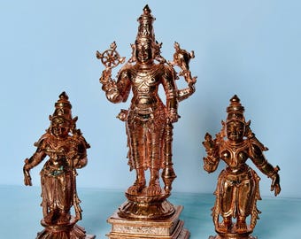 Handcrafted Copper Vishnu Idol Set(Set of 3)