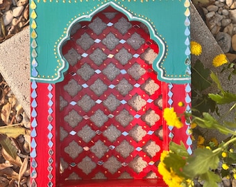 Vintage-Inspired Window Frame with decorative cutwork accent for decor/gifting