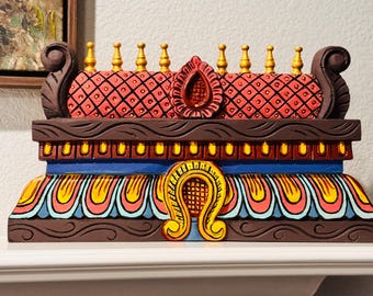 Handcarved wood Gopuram (Temple) wall frame (Model 1)