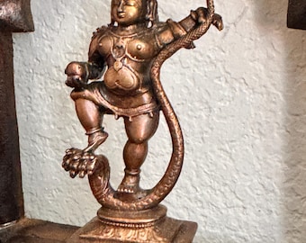 Copper Idol of Krishna(standing/snake)