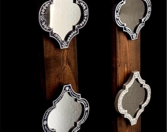 Art deco inspired Wood Wall Decor - hand painted, set of 2 panels