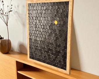 Hand painted textured art - A golden heart.