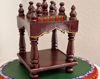 Small Wooden Tabletop Altar – Minimal Traditional Mandir for Idols & Decor