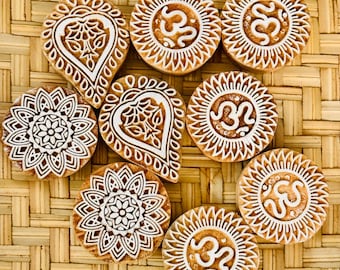 Hand Carved Wood Block Printing Stamp: Indian Textile Art