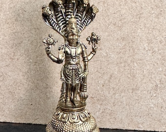 Brass Vishnu on a snake idol