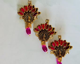 Kundan peacock style Hair pin (set of 3 pins)