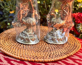 Brass Lamp with birds (pair) - traditional and elegant