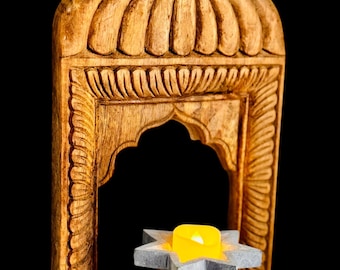Intricately Hand‑Carved Wooden Display Nook, detachable back