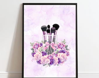 メイクブラシ＆フローラルプリント - ピンクコレクション（デジタルダウンロード）