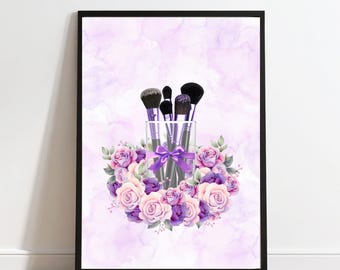 メイクブラシ＆フローラルプリント - パープルコレクション（デジタルダウンロード）