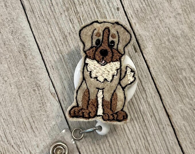 Aussie badge reel, Australian Shepherd ID holder, Aussie feltie, badge pull
