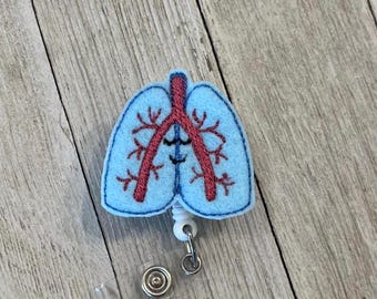 Happy Lungs Felt Badge Reel: Retractable ID Holder