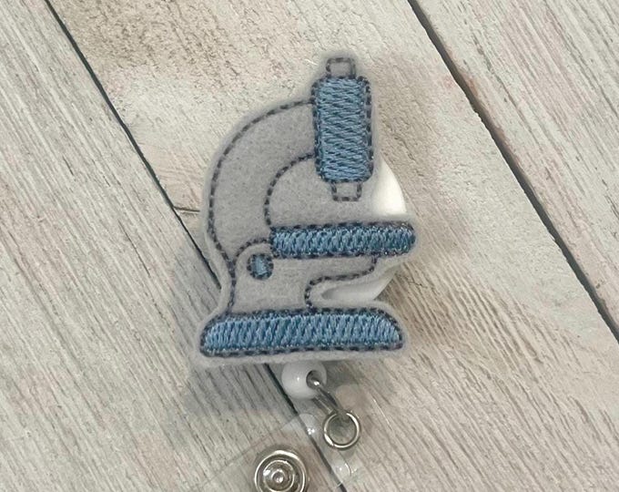 Microscope badge holder, science badge holder, microscope feltie, badge pull