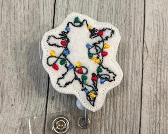 Shocked Cat Badge Reel: Christmas Comedy Feltie ID Holder
