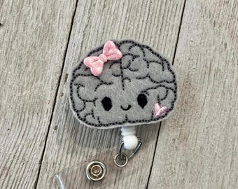 Brain Felt Badge Reel: Novelty ID Holder