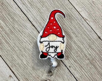 Christmas Gnome Badge Reel: Holiday Feltie ID Holder