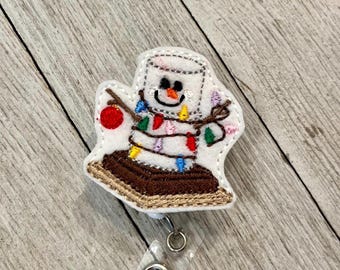 Christmas Lights s’more badge holder, Holiday s’more ID holder, cute small feltie, badge pull